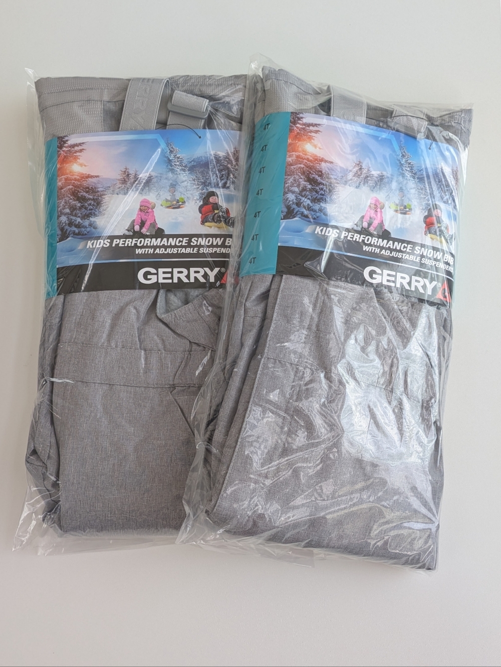 Gerry Kids Performance Snow Bib With Adjustable Suspenders Gray 4T - Set Of 2